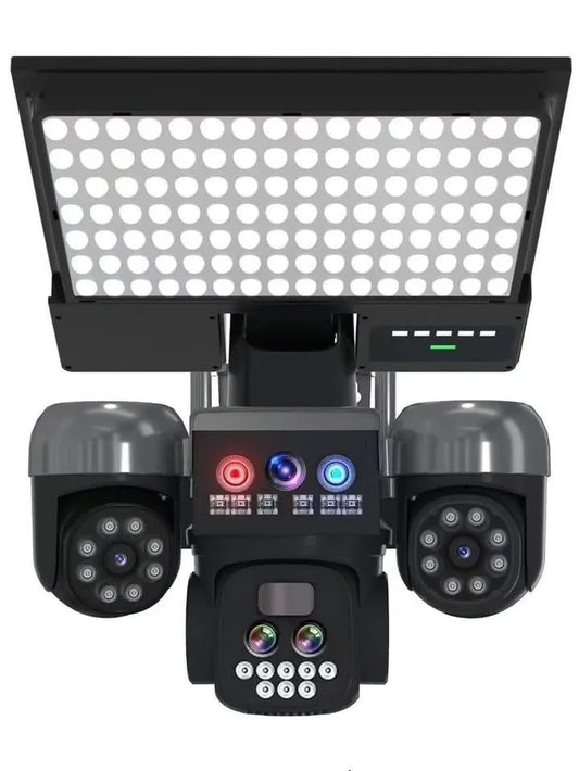 Caméra de Surveillance Solaire 25 Mégapixels – PTZ avec 5 Lentilles avec Contrôle via Téléphone avec Zoom Optique ×18 et Projecteur