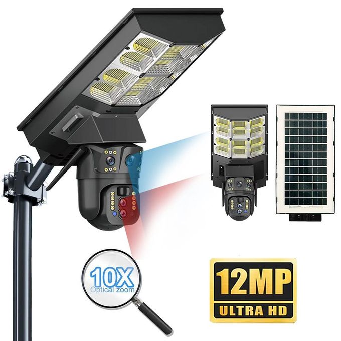 Caméra 4G Solaire 12 MP – Zoom Optique X10 avec Projecteur LED 600W