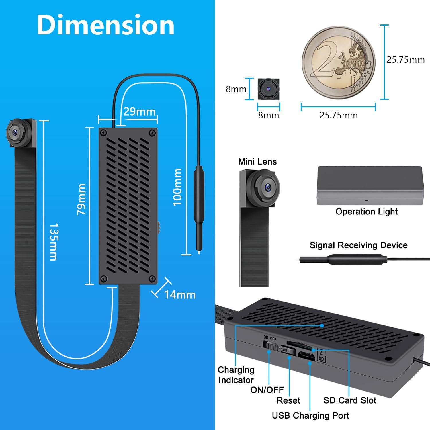 Mini Caméra Espion V99 Pro Smax HQR Wi-Fi 4K – Accès à Distance, Détec ...