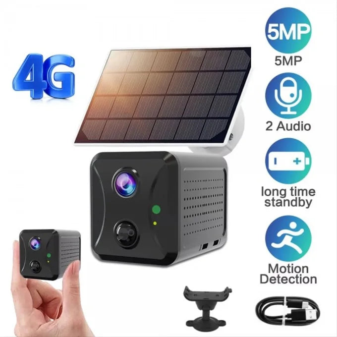 Mini Caméra Espion Solaire 4G pour ferme – Sécurité Intelligente Jour et Nuit