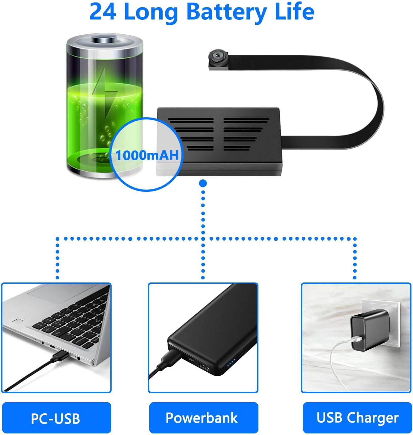 Mini Caméra Espion V99 Pro Smax Wi-Fi 4K – Accès à Distance, Détection de Mouvement, (Version 2026) Batterie slim